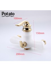 Potato Bathroom Faucet Chrome Outlet Pipe Hot and Cold Water Bath Mixer With ABS Shower Head p22219-