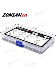 ZONSANTA 480/660 قطعة الصليب الجولة مسمار لولبي الرأس مجموعة M2 M2.5 M3 M4 حلقة صامولة الفولاذ المقاوم للصدأ مسمار فيليبس رئيس آلة المسمار