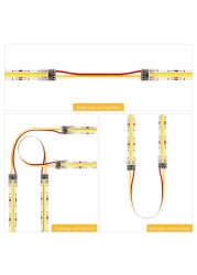 5pcs Single Double End Cover Solderless Transparent Connector 15cm Wire for FCOB Dim CCT RGB LED Strip 6mm 8mm 10mm 2pin 3pin 4pin