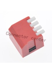 High Quality DIP Switch Piano Type Side Actuation 2.54mm Pitch Gold Plated 4 Position 8Pin Red DHL-04