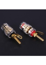 2pcs amplifier gold-plated speaker binding posts oxidation resistance brass terminal with transparent shell for banana plug 4mm