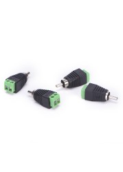 4pcs CCTV Phono RCA Male Plug to AV Terminal Connector Video AV Speaker Cable Wire to Audio Male RCA Connector Adapter