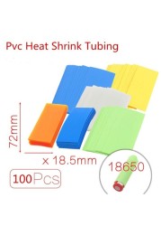 PVC Li-ion Heat Shrink Tubing, 100pcs, 18650 Battery Case, Pre-cut 72 x 18.5mm, Battery Cover