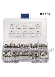 100pcs DIY Fast Replacement With Box Portable Quick Blow Accessories Durable 5x20mm Glass Tube Assorted Fuse