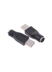 2pcs/lot Black USB Male for PS2 Female Adapter Cable Converter for Laptop Portable Keyboard Mouse