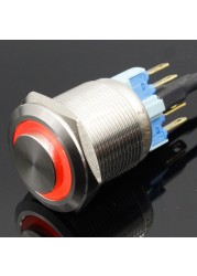 1pc Colorful Useful Durable 22mm LED Power Push Button Switch Momentary/Lockdown Waterproof Metal Self-locking Stainless