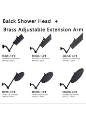 BAKALA 304 Stainless Steel Black Adjustable Shower Head With Solid Brass Extension Arm Folding Free Shipping