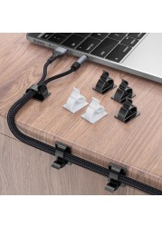 20pcs Self Adhesive Cable Clips Cord Management Black Wire Holder Organizer Clamp Self Adhesive Car Wire Clip Accessories