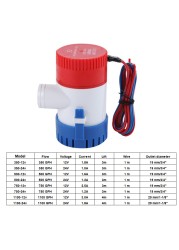 Bilge Pump DC 12v/24v 350-1100GPH Electric Water Pump for Boats Seaplane Motor Homes Houseboat Accessories Marin Water Pump