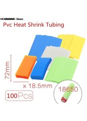 HOT SALE 100pcs Li-ion PVC Heat Shrink Tubing 18650 Battery Wrap Precut Size 72*18.5mm Battery Film Tape Battery Cover