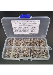 800pcs M2 Stainless Steel Self Tapping Wood Screw Assorted Set Lock Nut Wood Flat Head Thread Nail Screw Fastener Sets