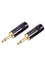 10pcs/lot 2 Pole 3.5mm Mono Male Plug Gold Plated Jack Mono 3.5mm Connector Wire for 6mm Headphone Cable DIY Earphone