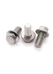 M8 Hexagon Screw Flange Head With Pad Bolts Non Slip Screws 16-50mm Length