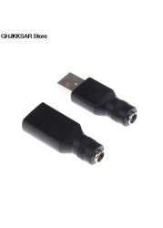 1pc Female Jack to USB 2.0 Male Plug/Female Jack 5V DC Power Plugs Connector Portable Adapter Black Color 5.5*2.1mm