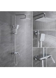 Black Shower Set With Brass Button Rose Gold Bathroom Hot And Cold Wall Mounted Surface Mount Shower Set MK5645