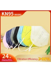 20-200pcs 5 Layers FFP2 Adult Mask Black KN95 Fabric Mascarillas Approved Mouth Face FPP2 Mask KN95 Respirator Filter ffp2fan