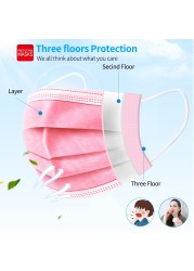 In Stock 10/100pcs Disposable Nonwoven Face Mask 3 Layers Anti Dust Respirator Mask With Elastic Ear Band For Adults