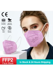 10-200pcs FFP2 Mask Respirator KN95 Mascarilla Fpp2 homology ada 5 Ply Mascarillas FP2 Black Masks Adult Face Dust Protection FFP3