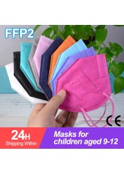 10-50 قطعة KN95 قناع N95MASK ffp2mask 9-12 سنوات للأطفال ffp2 mascarillas fpp2 niños homologadas negras masques منظمة ffpp2