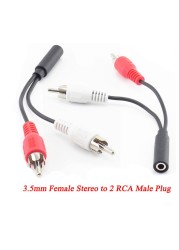 موصل أنثى RCA 3.5 مللي متر ، مقبس ستريو ، مقبس Y إلى 2 RCA ذكر محول 3.5 مقبس صوت aux ، موصل لسماعات الرأس ، كابل موسيقى