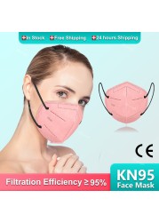 KN95 Mascarillas ffp2mascarillas Respirator Mask FFP2 Approved Mask 5 Layers Reusable FPP2 Mascarillas FP2 Face Masks Black KN 95 ffp3