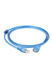 All Copper 0.3/0.5/1/ 1.5/3/5/10m Transparent Blue USB Extension Data Cable USB2.0 Male to Female