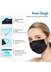 10-500pcs Disposable Black Non-woven Face Masks 3 Layer Adult Masque Noir Anti-Dust Mascarillas Negras quiurgicas Homologada