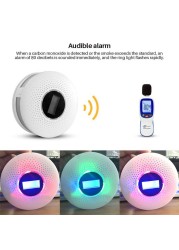 2 in 1 Wireless Carbon Monoxide Smoke Sensors Co Toxic Gas Leak Detector 85dB Built In Voice Promp Digital Color LCD Display