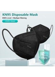 KN95 Mascarillas FPP2 Morandi Masks Black Gray FFP2 Adult 5 Layers Protective Face Mask Oral Respirator Mask ffp2masque CE