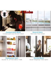 WSDCAM Wireless Window Door Burglar Sensor Alarm 4 Ways Open Door Detector Freezers Close Reminder Security Protection Alarm