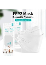 White Mask FFP2 CE KN95 Mascarillas FPP2 Approved Protective Face Mask Mouth KN95 Mask Respirator ffp2masken маска