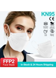 قناع سمك كوري أبيض للكبار KN95 Mascarillas 4 طبقات FFP2 Mascarilla FPP2 homology ada واقي الوجه ffp2fan CE Masque FFPP2