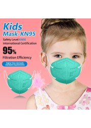 قناع وجه للأطفال KN95 Mascarillas FFP2 niños مناسب للأطفال من سن 9 إلى 12 عامًا للأولاد والبنات قناع للوجه قابل لإعادة الاستخدام قناع تدليك FPP2 niños للأطفال FFP2