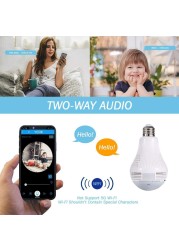 Panoramic Light Bulb Mini Camera HD 960P 360 Degree Fisheye WiFi Wireless CCTV LED Hidden Light Lamp IP P2P Home Security Cam