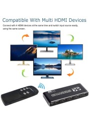 التبديل 5 منفذ HDMI-compati IR التحكم عن بعد التبديل 4 في 1 خارج الجلاد 4x1 محدد دعم 4K @ 30Hz الترا HD ثلاثية الأبعاد