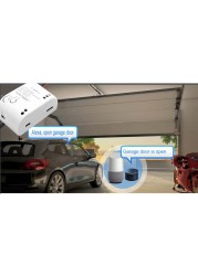 Tuya smart garage door opener wifi RF 433mhz 1ch relay module switch open/close self-timer interlock mode inqing Alexa