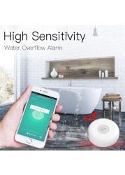 Smart Water Leak Detector Flood Sensor Flooding Alert Security Alarm System App Remote Control Long Battery Life