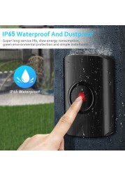 Wireless IP65 Waterproof Doorbell WSDCAM Smart Home Doorbell Chime Kit LED Flash Outdoor House Welcome Security Alarm Bell