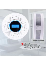 Smoke And Carbon Carbon Monoxide Detector Fire Protection Combination Smoke Co Alarm Built In Beep Battery Powered Easy To Install