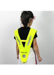 Fluorescent Yellow V Shaped Traffic Safety Road Polyester Free Size Night Security Children Reflective Vest Running Cycling