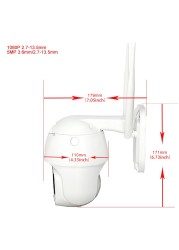 5MP Zoom Wireless 5X Camera Mini WIFI PTZ Camera High Dome CCTV Video Surveillance Camera RTSP Outdoor IR 30M Two Way Audio P2P CamHi