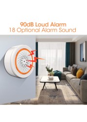 Aubess Siren Tuya Zigbee Alarm Built-in Siren Alarm Sensor 90dB Light Sound Home Security SmartLife Alarm Work With Gateway