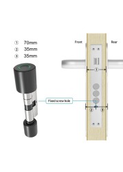 2022 Tuya Bluetooth Fingerprint Door Lock Biometric Fingerprint Lock Cylinder 70mm APP Control DIY Smart Door Lock EU Lock