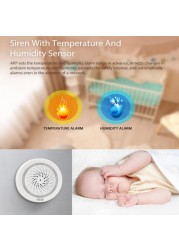 Tuya 3 in 1 WiFi Alarm Siren with Temperature Humidity Sensor Smart Home Wireless Sound Light Alarm Smart Life APP Push