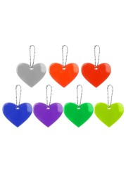 5pcs Cute Heart Shape Reflective Keychain Bag Pendant Doft Accessories Reflective PVC Keyrings For Visible Safety