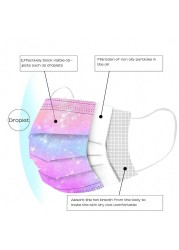 10-100 قطعة قناع الكبار المتاح التعادل صبغ التدرج المطبوعة قناع 3 طبقات غير المنسوجة الملونة الفضاء غالاكسي طباعة قناع الوجه maque