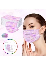 10-100pcs Space Galaxy Print Disposable Mask For Adults 3 Layer Non-woven Face Mask Earloop Mascarillas Star Tie-dye Fast Delivery