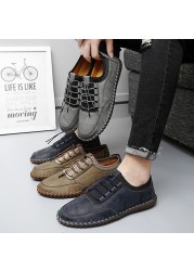 2022 Classic Casual Shoes For Men Peas Walking Shoes Loafers Breathable Comfortable Mens Moccasins Shoes Big Size 37-48