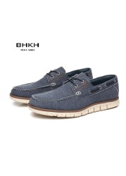 BHKH 2022 Autumn Canvas Loafers Shoes Fashion Men Casual Shoes Comfortable Smart Casual Shoes Office Work Footwear Men Shoes