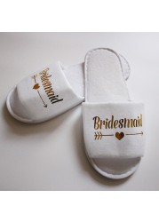 Guest Slipper Hotels Wedding Party Maid of Honor Bridesmaid Slippers Hotel Travel Spa Shoes New Gold Glitter Letter Flip Flop